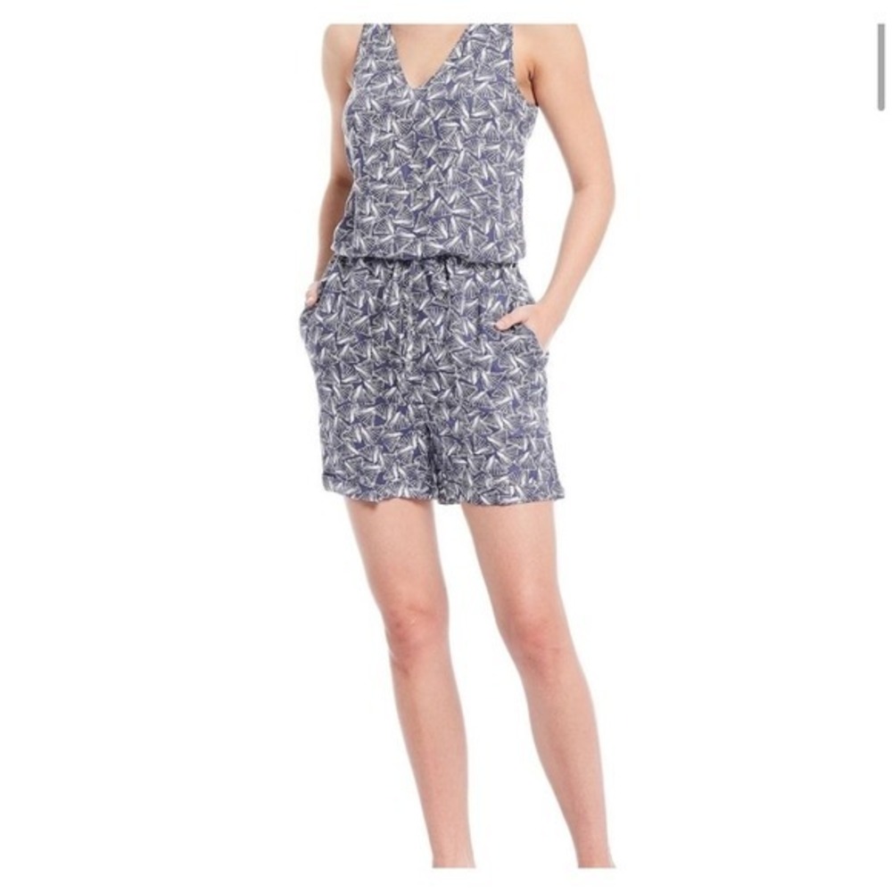 Joules Linen Blend Jumpsuit Romper Womens Size 2 Resort Coastal Beachy Nautical
